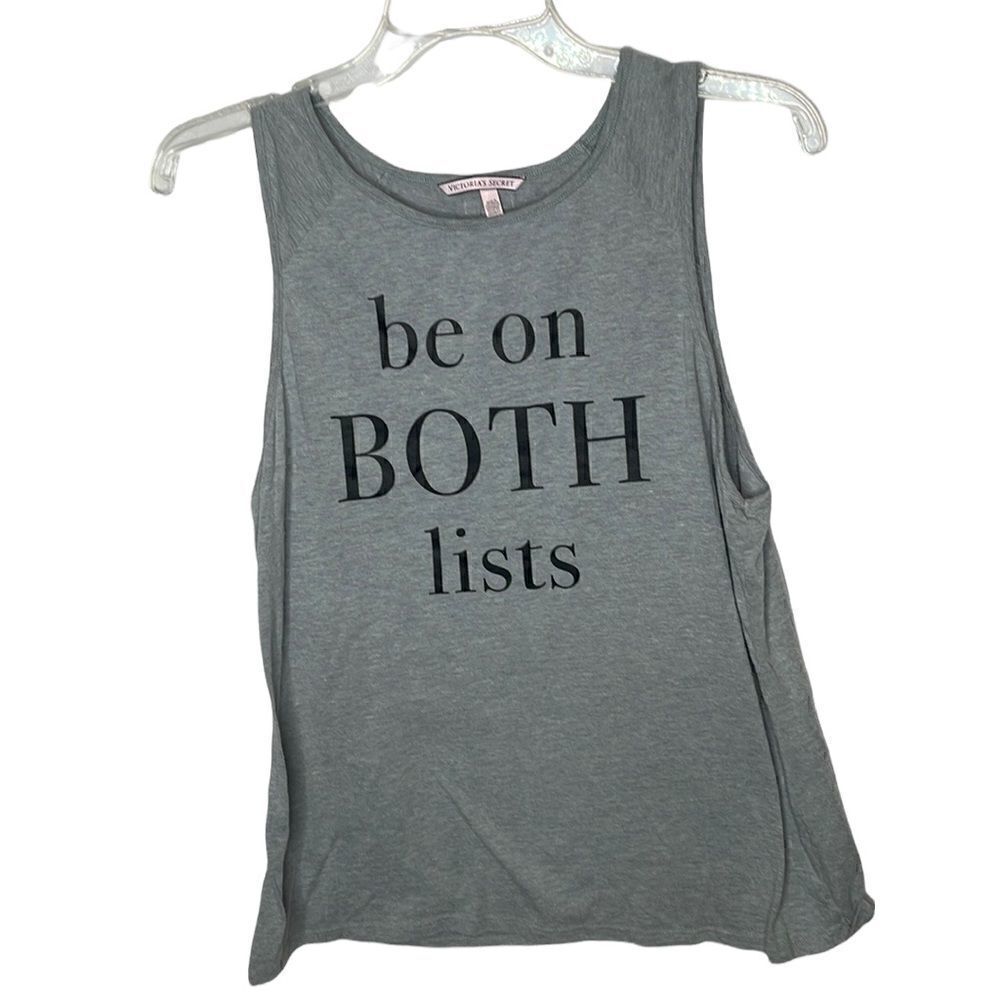 Victoria Secret “Be On Both Lists” Grey/Black Tank Top. Size Medium.